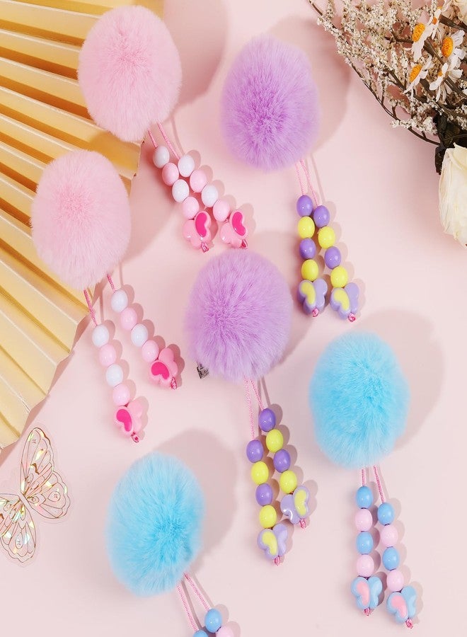 CN 6PCS Pom Pom Hair Bow Clips for Girls, Colorful Fur Ball Fluffy Bows for Girls with Butterfly,Cute Hair Accessories with Alligator Clips for Kids Toddlers Women - Image 5